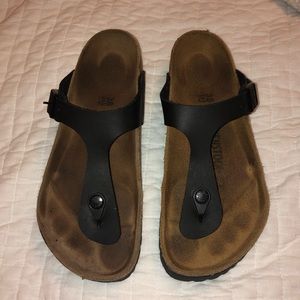 Black Birkenstock flip flops